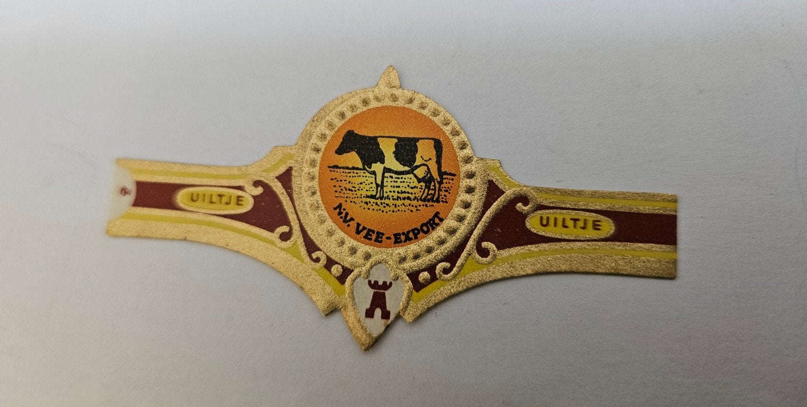 Vintage sigarenbandje Uiltje NV Vee-Export koe, Verzenden, Zo goed als nieuw, Verpakking
