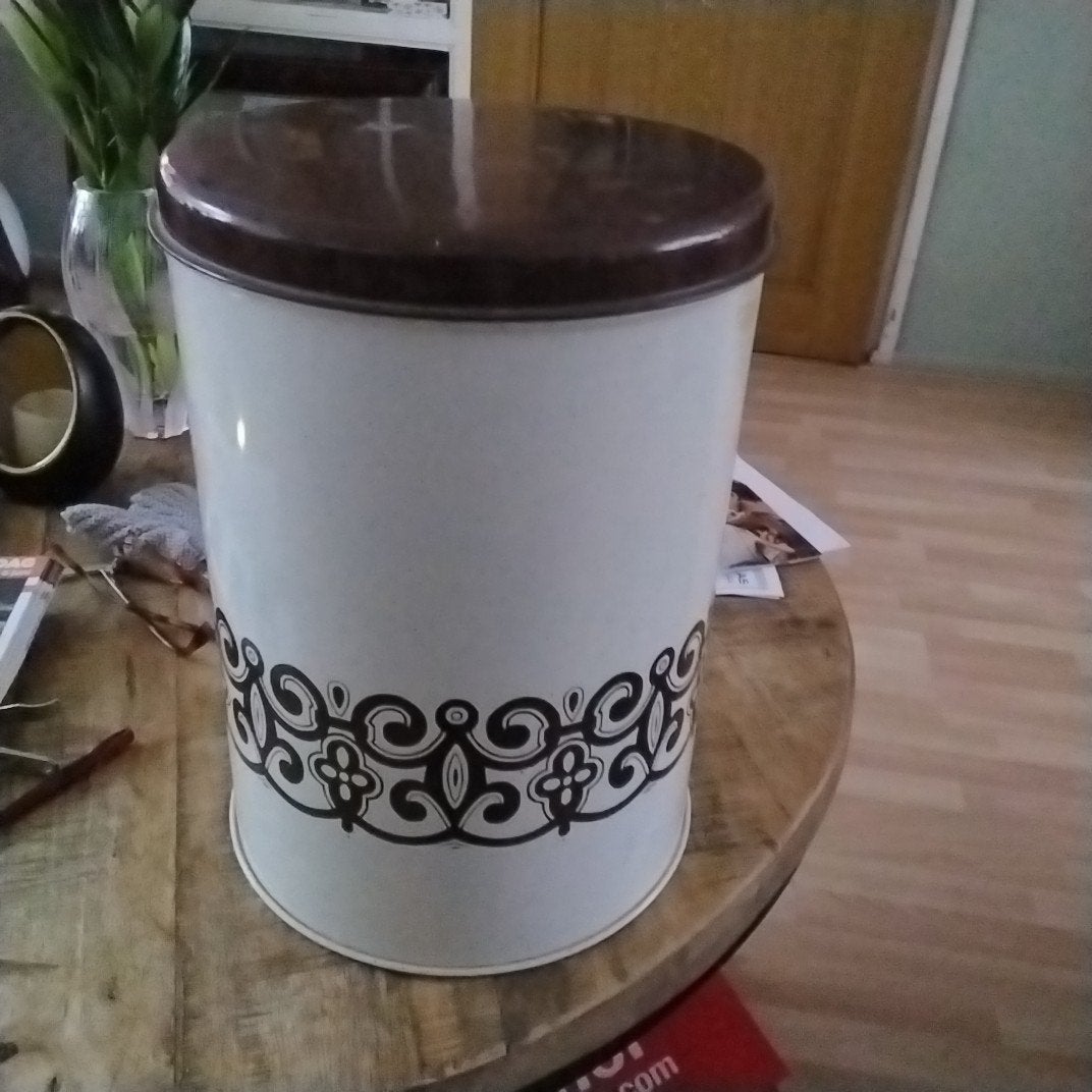 Vintage grote voorraadbus met decoratief patroon, Ophalen of Verzenden