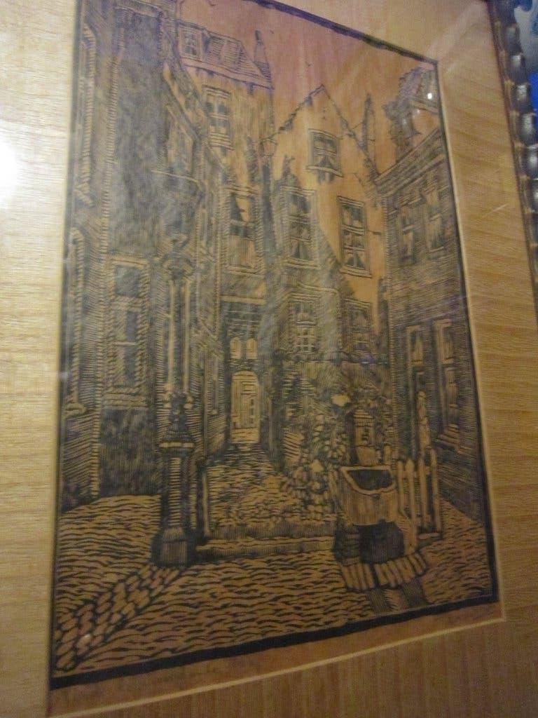 HOUTSNEDE v/h Oude Haagse HOFJE bij het Noordeinde, Ophalen, Houtsnede