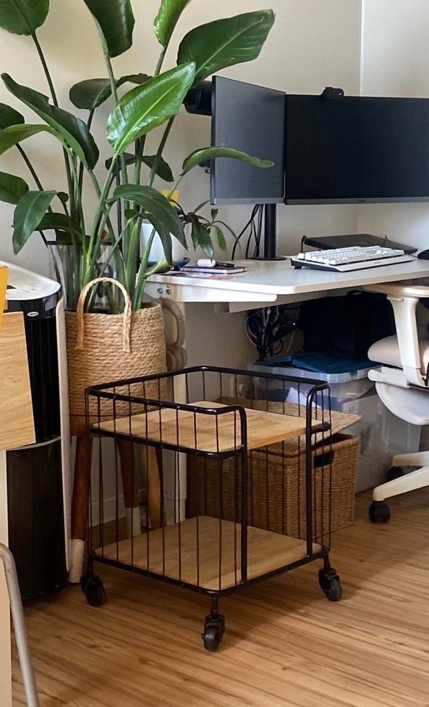 Industriële bijzettafel Maisons du Monde metaal/mangohout, Ophalen, Minder dan 45 cm, Minder dan 55 cm, Zo goed als nieuw