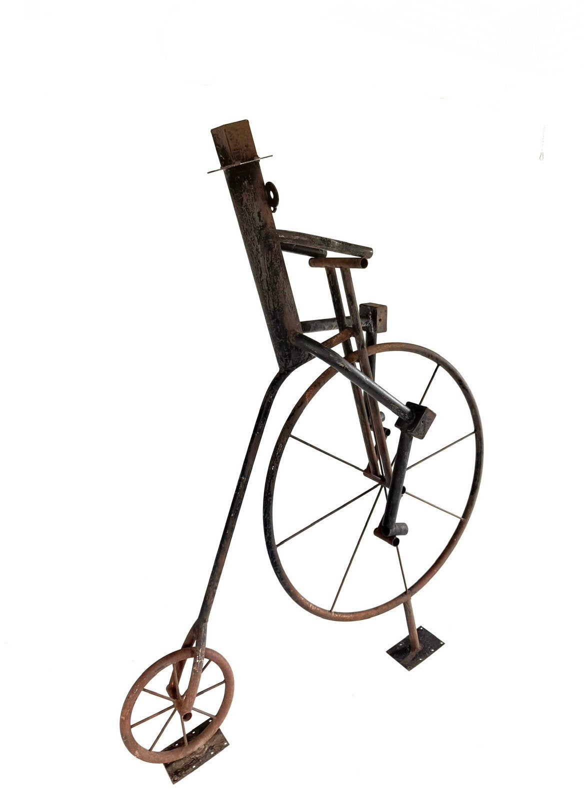 Metalen beeld ‘Man op fiets’, jaren ‘70, Brutalistisch, Ophalen of Verzenden, Beeld, Bruin