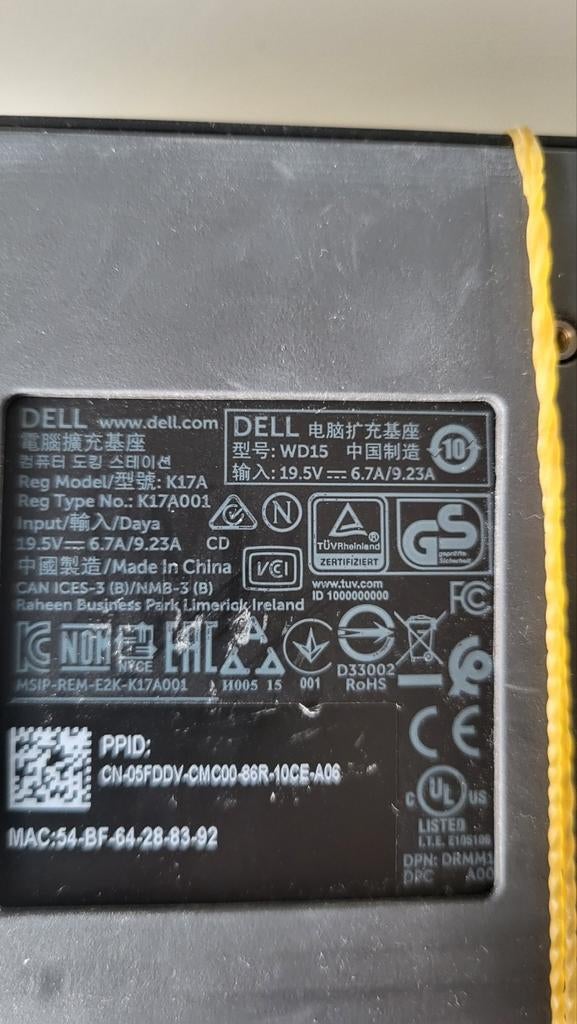 Dell WD15 USB-C Docking Station met 180W adapter, Computers en Software, Dockingstations, Zo goed als nieuw, Docking station, Laptop