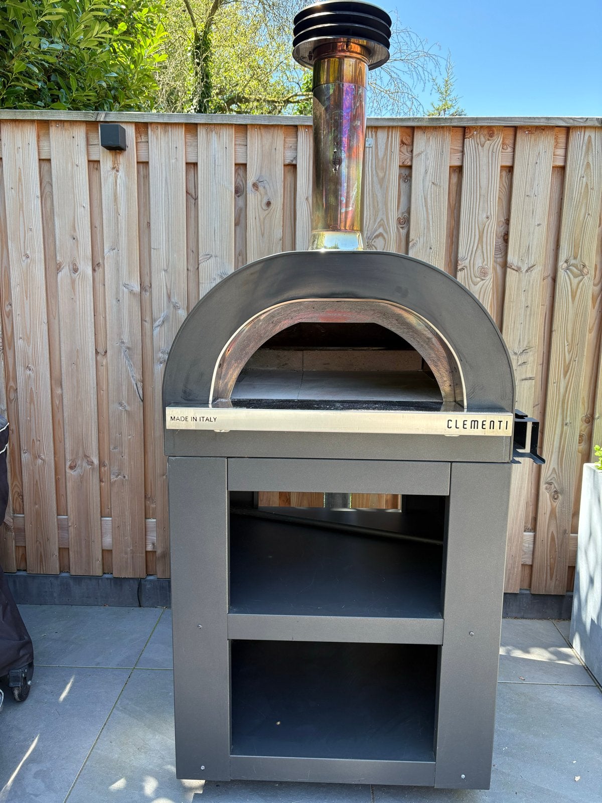 Clementi Italiaanse Pizza Houtoven Antraciet met onderstel, Ophalen, Zo goed als nieuw, Houtskool, Vrijstaand