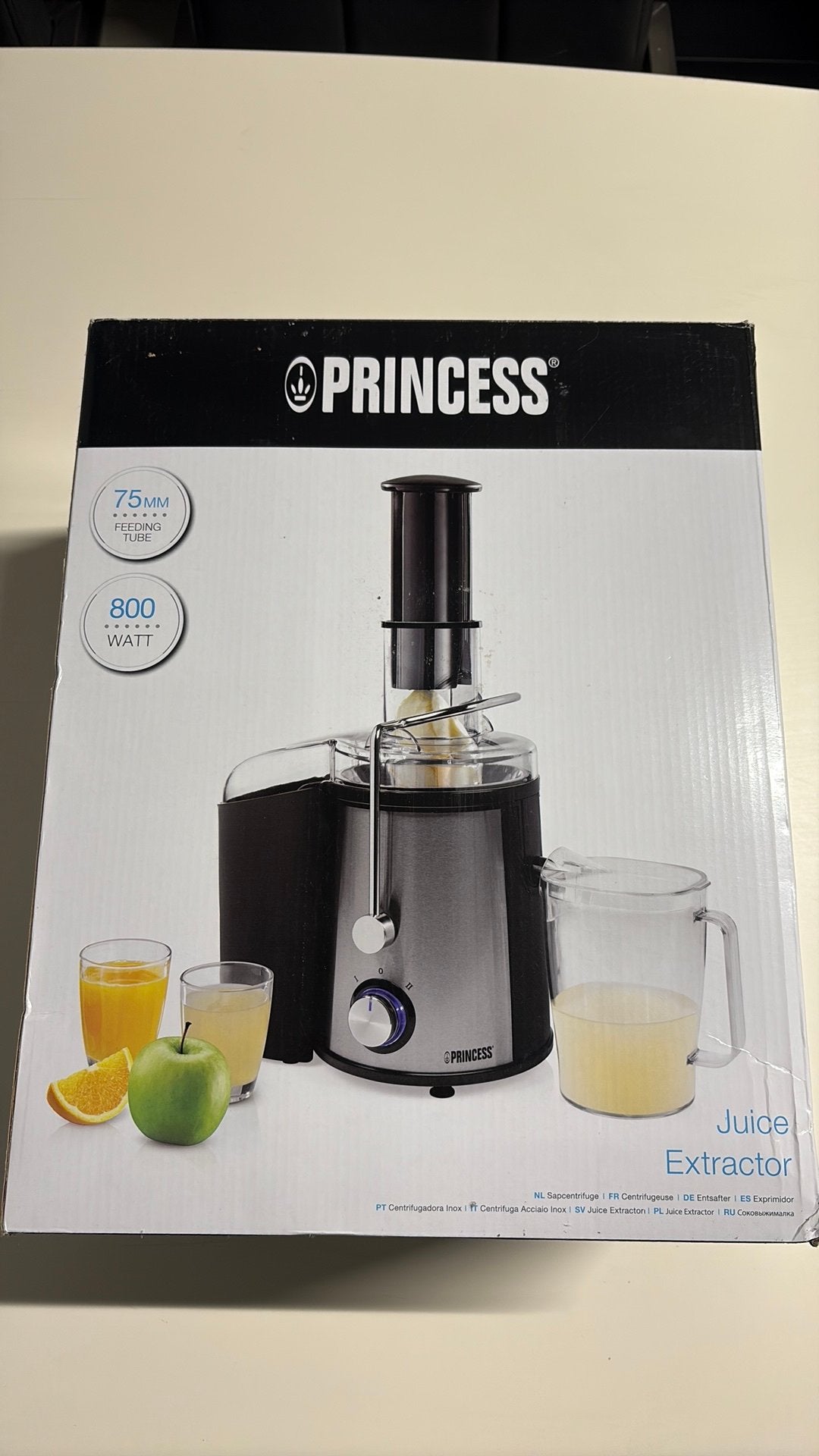 Princess sapcentrifuge 800 W, nieuw in doos, Witgoed en Apparatuur, Ophalen of Verzenden, Zo goed als nieuw, Sapcentrifuge