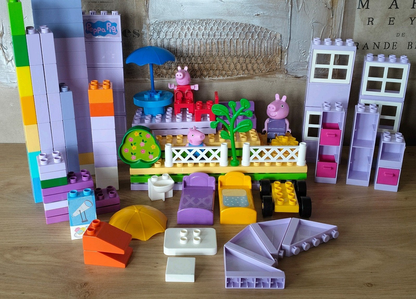 Grote set  Unico  Peppa Pig en diverse bouwstenen, Verzenden, Gebruikt, Overige merken