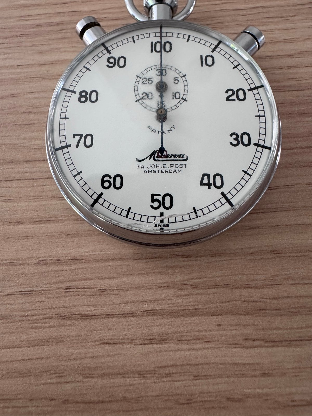 Minerva Stopwatch - Voor de verzamelaar, Overige merken, Zakhorloge, Staal, Ophalen of Verzenden