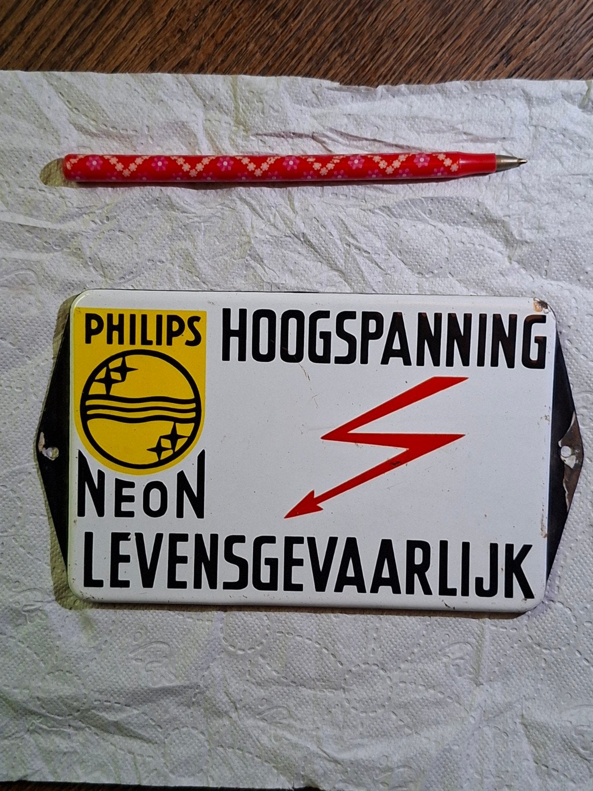 emaille hoogspanning bordje, Verzamelen, Ophalen of Verzenden