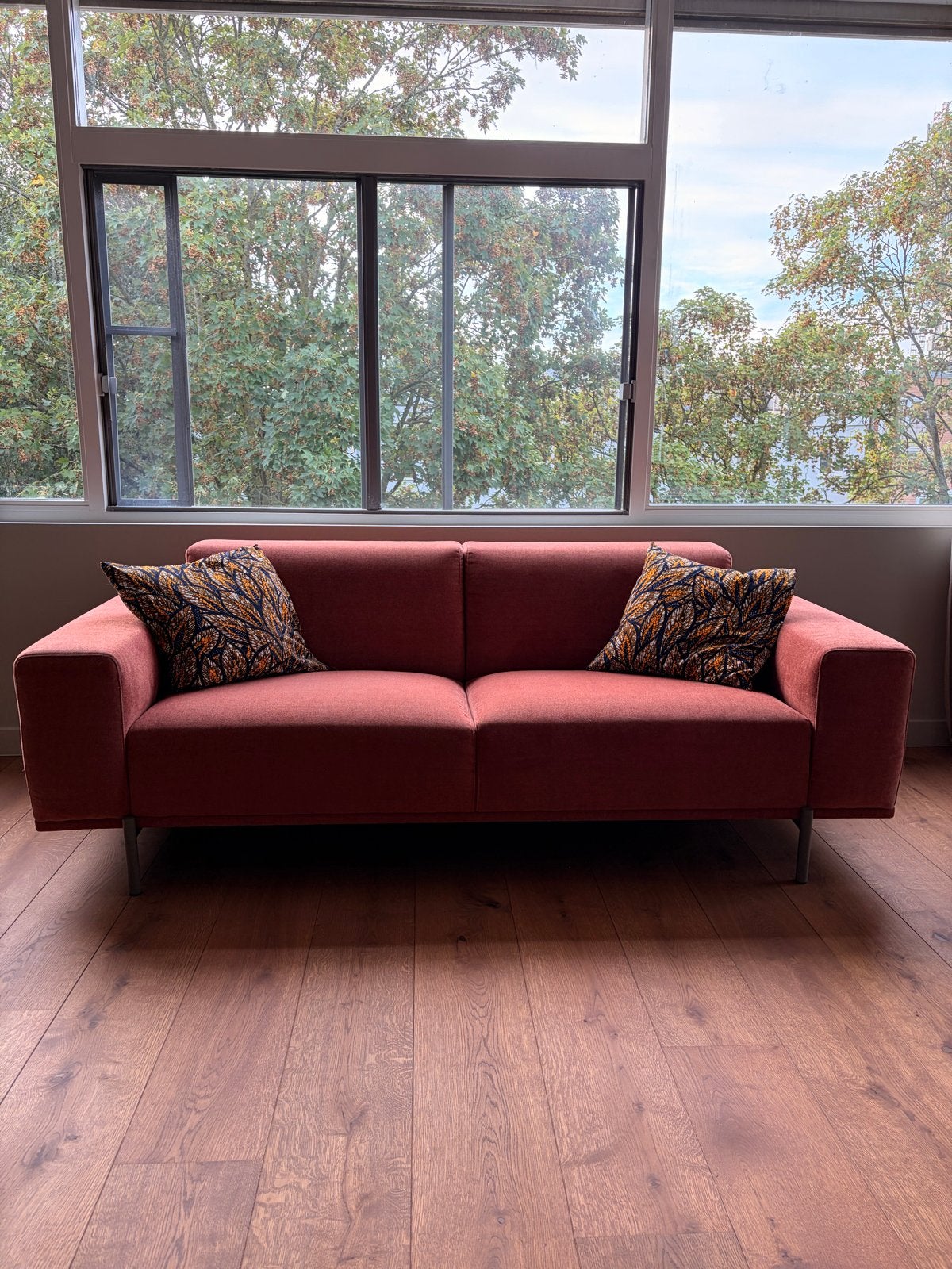 Fabricati bank Vesper 2,5-zits – roest/terracotta, Ophalen, Driepersoons, 75 tot 100 cm, Zo goed als nieuw
