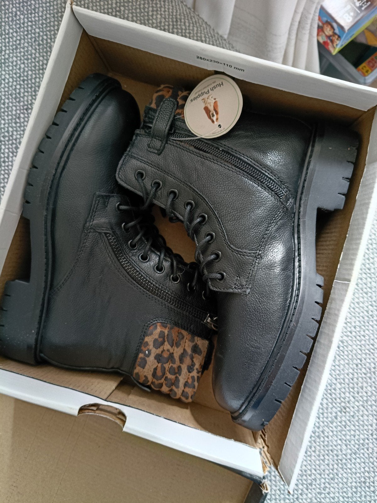 Hush Puppies Zwarte boots met Luipaardprint maat 37, Kleding | Dames, Zwart, Lage of Enkellaarzen, Nieuw, Ophalen of Verzenden