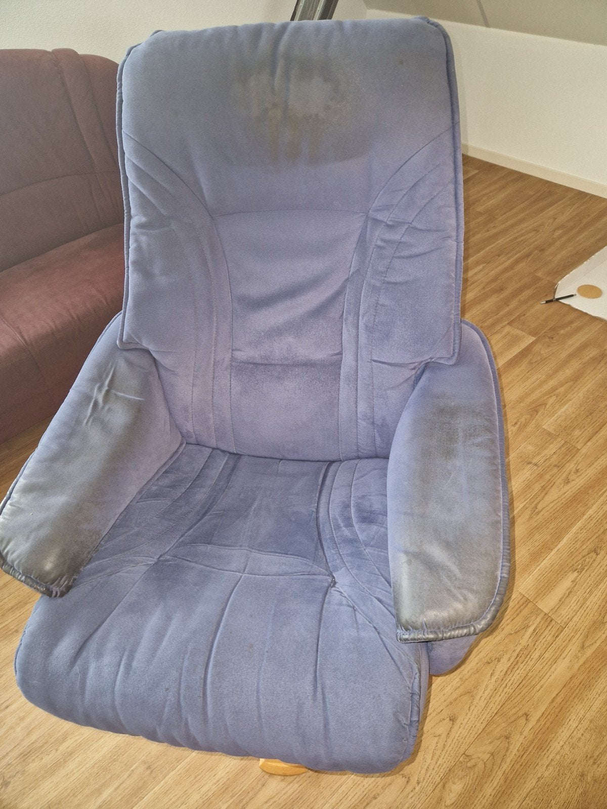 Comfortabele blauwe fauteuil met draaivoet, Gebruikt, Blauw, Ophalen of Verzenden, Comfortabel, Klassiek