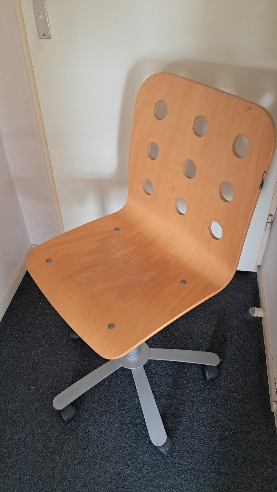 Houten bureaustoel met wielen - Gebruikt, Ophalen, Gebruikt, Beige, Bureaustoel
