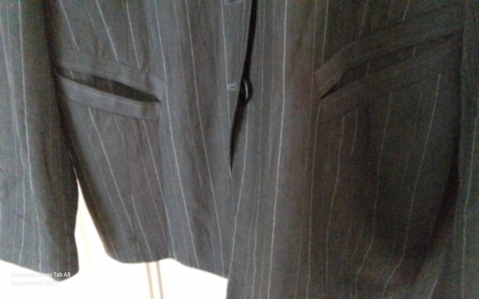 Grijs Damespak M.44 met Dunne Streep,Wijde Broek,TAIFUN, Kleding | Dames, Kostuum of Pak, Maat 42/44 (L), Ophalen of Verzenden