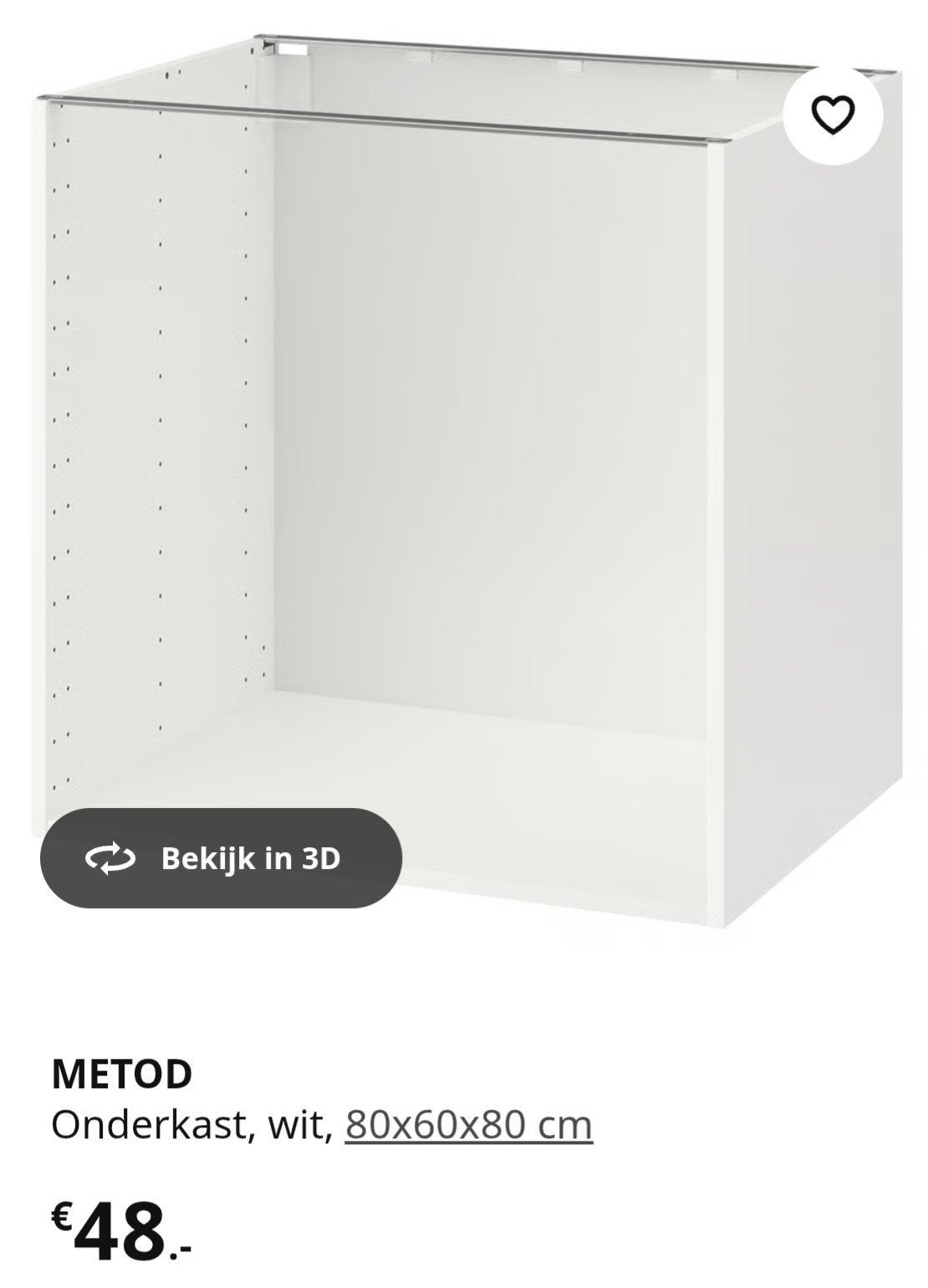 METOD onderkast IKEA - WIT - 80x60x80
- incl plank en deuren, Ophalen, Gebruikt, Wit, Overige typen