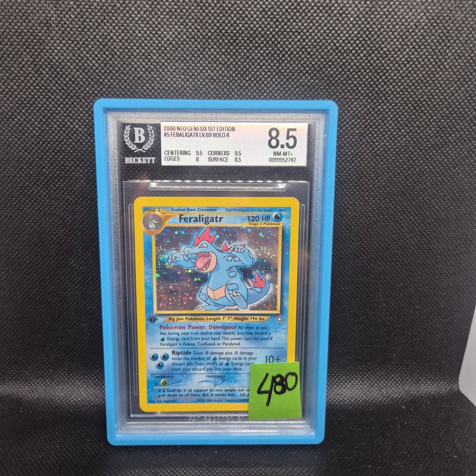 Feraligatr Holo Neo Genesis 1st Edition BGS 8.5, Ophalen of Verzenden, Zo goed als nieuw