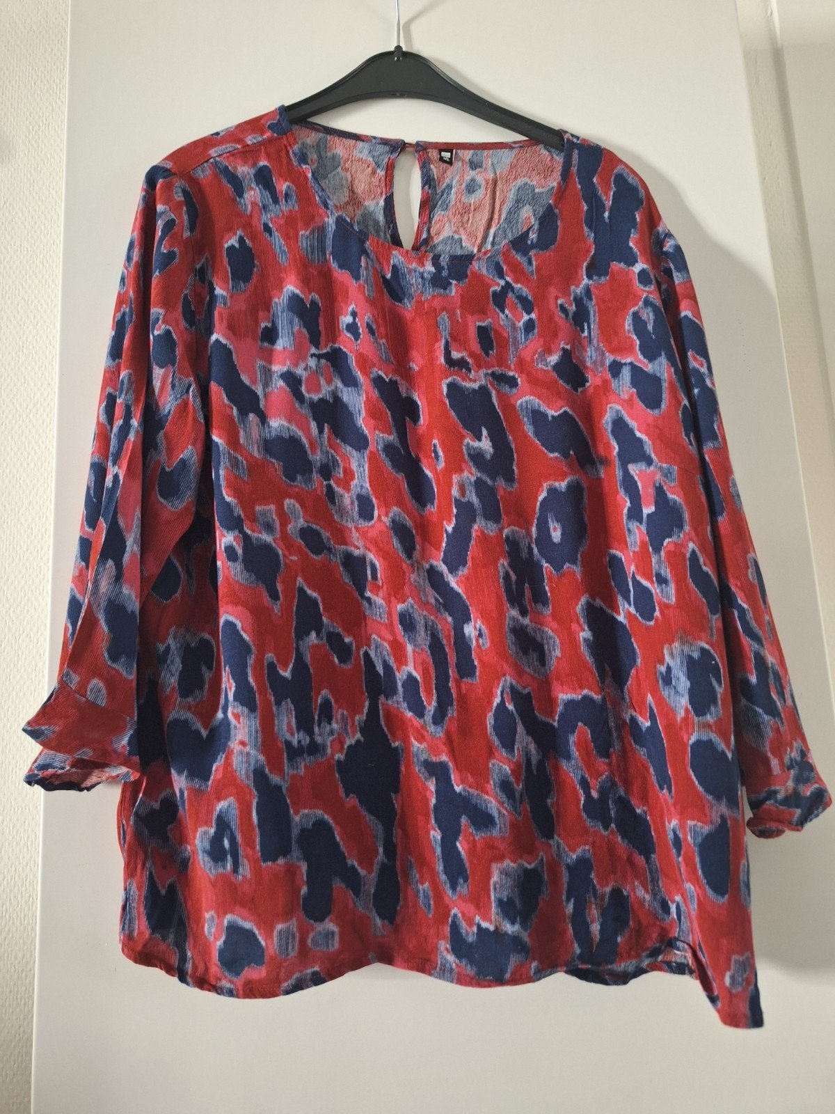Blouse 3/4 Mouw Rood/Blauw  Maat XL, Maat 46/48 (XL) of groter, Ophalen of Verzenden, Korte mouw, Gedragen