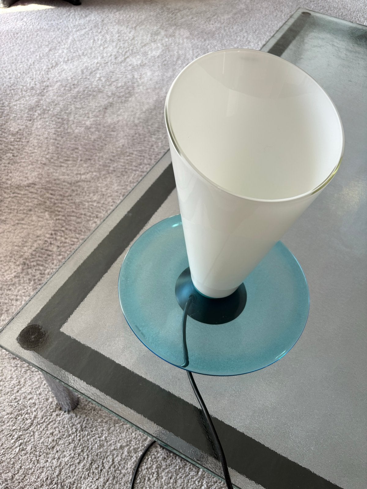 Vetro Murano Design Tafellamp - Wit/Blauw Glas, Glas, 30 cm, Ophalen of Verzenden, Blauw