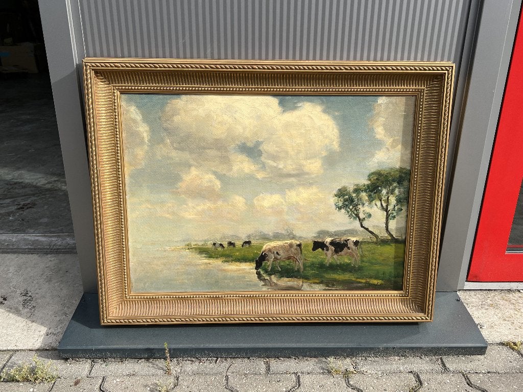 Fedor van Kregten, koeien aan de vaart I, Ophalen of Verzenden