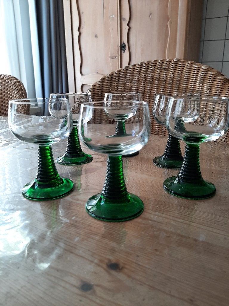 6 MOESEL WIJNGLAZEN - DIA 6,5 CM , HG 11 CM, Glas of Glazen, Overige merken, Vintage, Ophalen of Verzenden