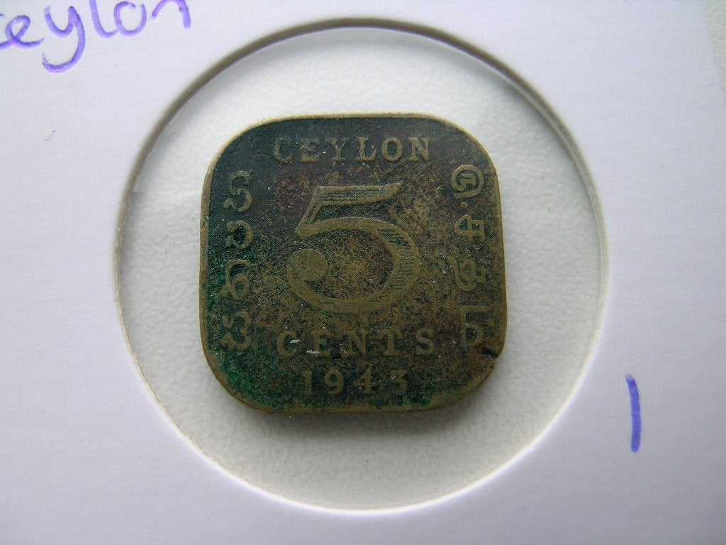 5 Cents 1943 Ceylon, Postzegels en Munten, Munten | Azië, Ophalen of Verzenden, Zuid-Azië, Losse munt