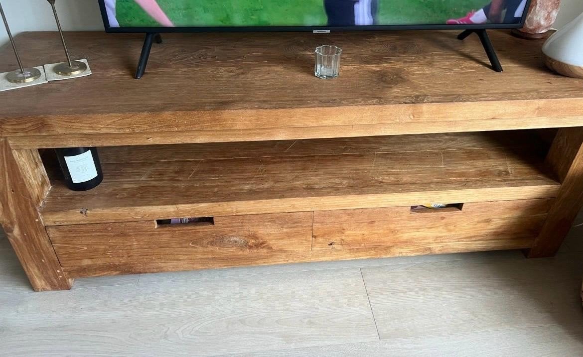 Teakhouten Tv meubel!!, Huis en Inrichting, Ophalen of Verzenden, Zo goed als nieuw, 25 tot 50 cm, Minder dan 100 cm