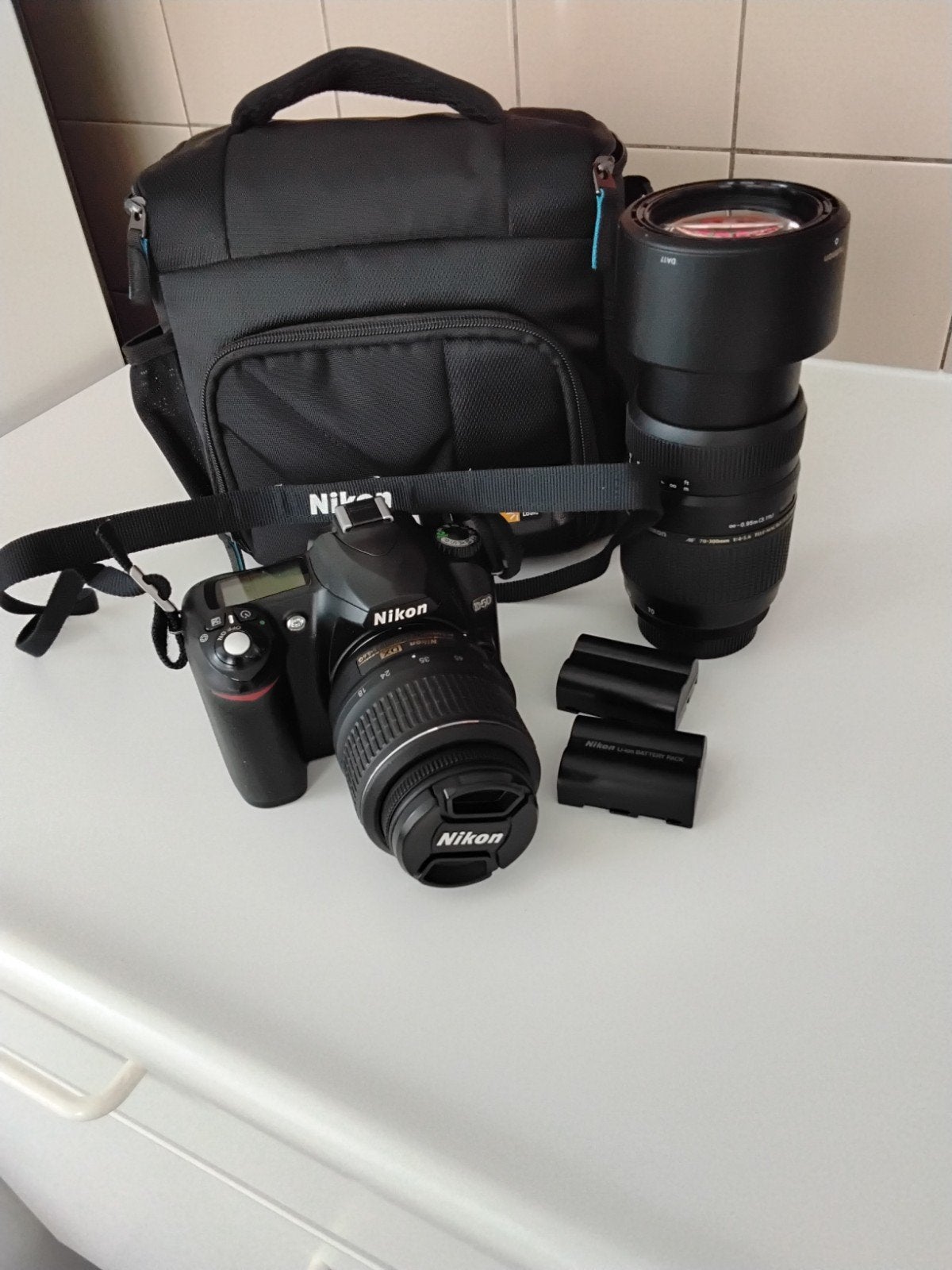 Nikon D50 kit compleet met 2 extra lenzen, Ingebouwde flitser, Ophalen of Verzenden, Zo goed als nieuw, Nikon