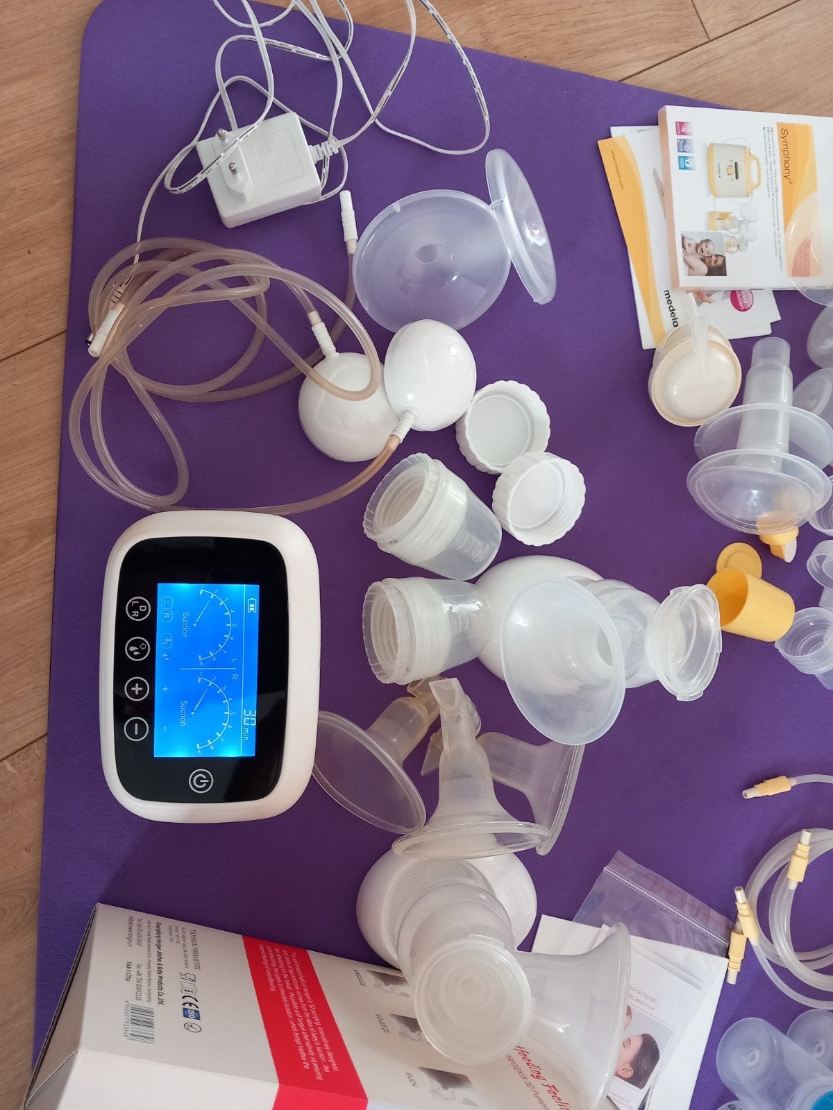 3D horigen Borstkolf en flessenset van diverse merken, Ophalen, Gebruikt, Inclusief flessen, Borstkolf