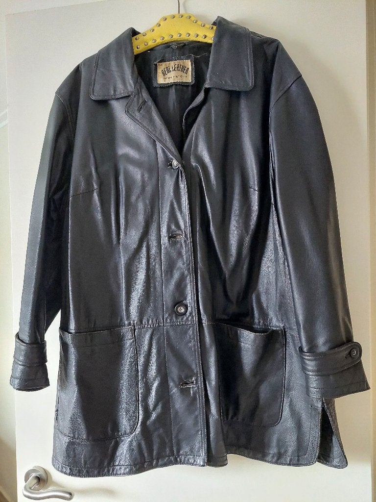 Dames lerenjas, Kleding | Dames, Ophalen of Verzenden, Gedragen, Maat 46/48 (XL) of groter, Zwart