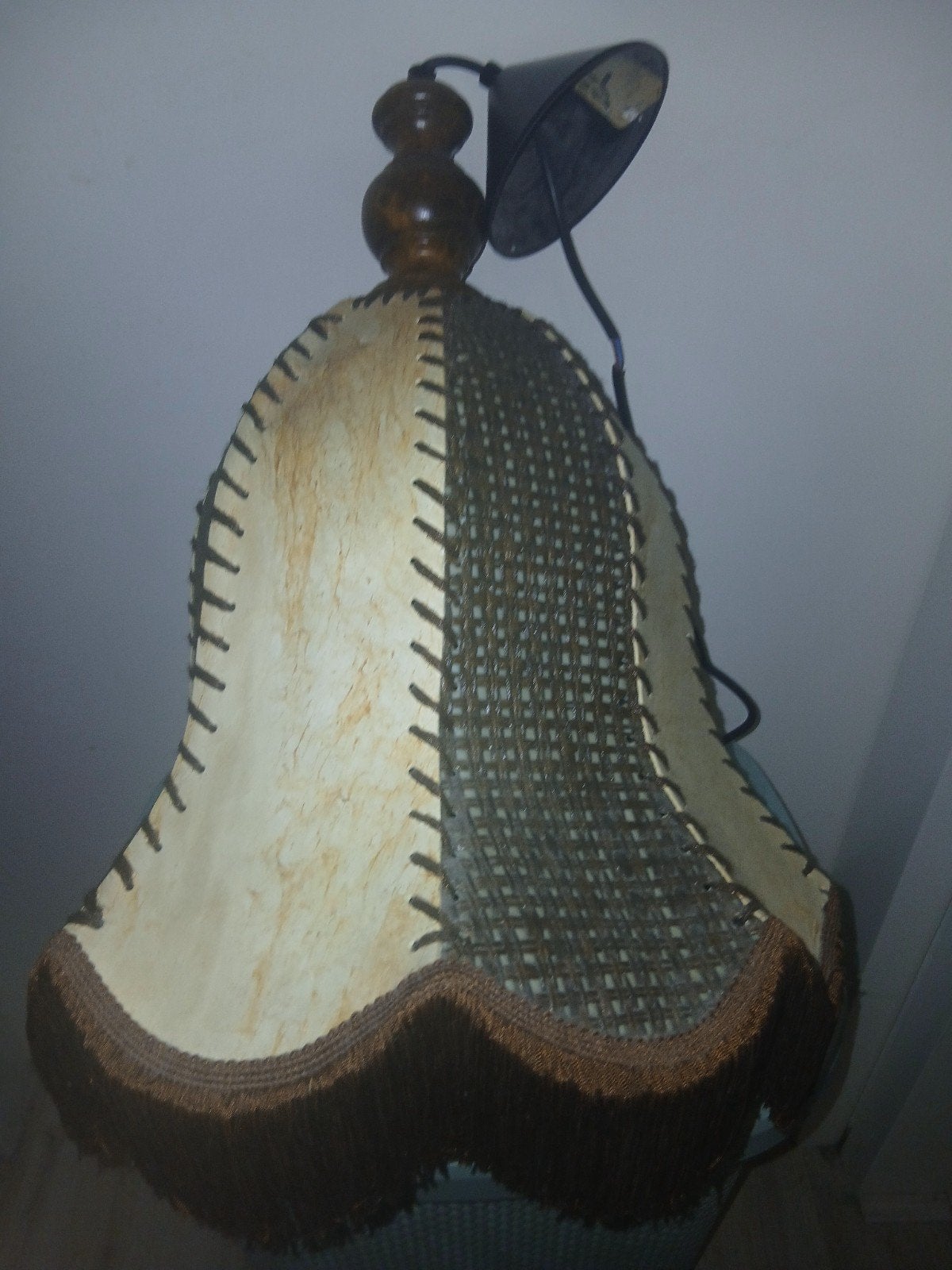 Vintage retro kroeg cafe plafondlamp varkens leer., Ophalen