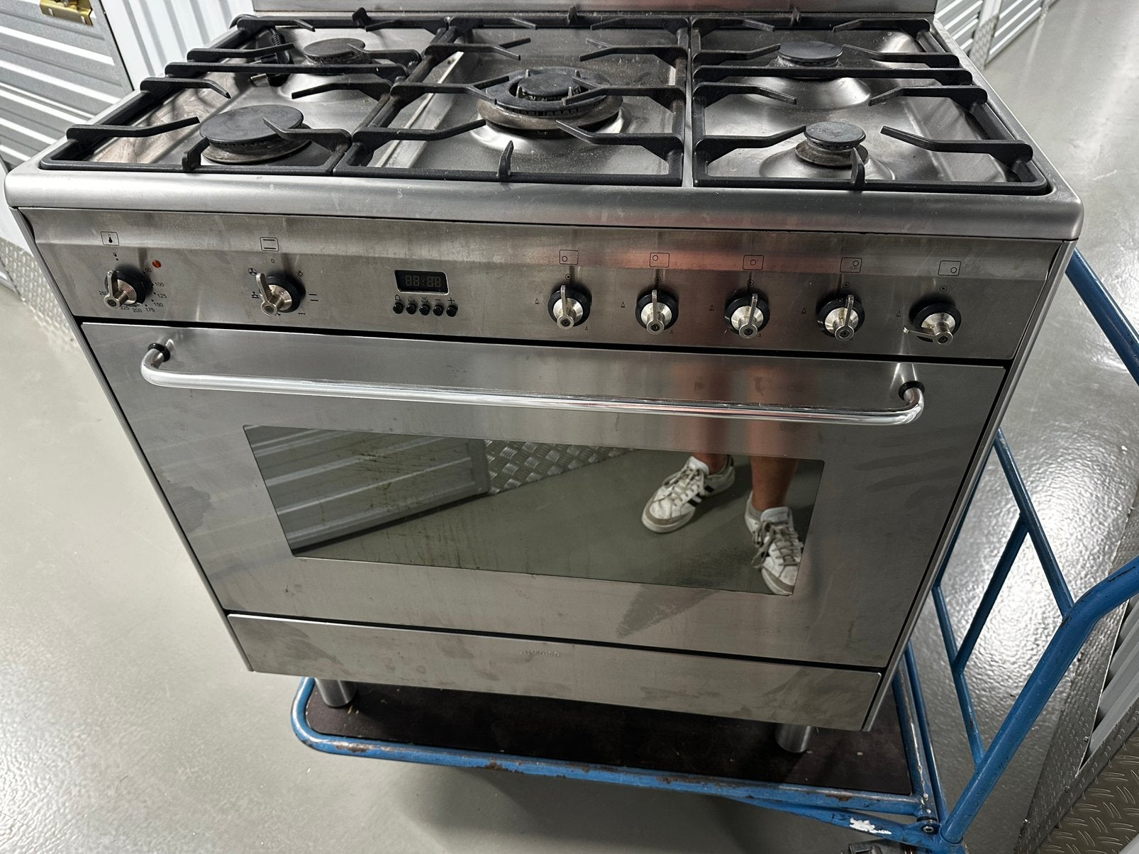 SMEG 5-pits fornuis - 90cm breed (SNL90D7) - RVS, Ophalen, 60 cm of meer, Zo goed als nieuw, Gas