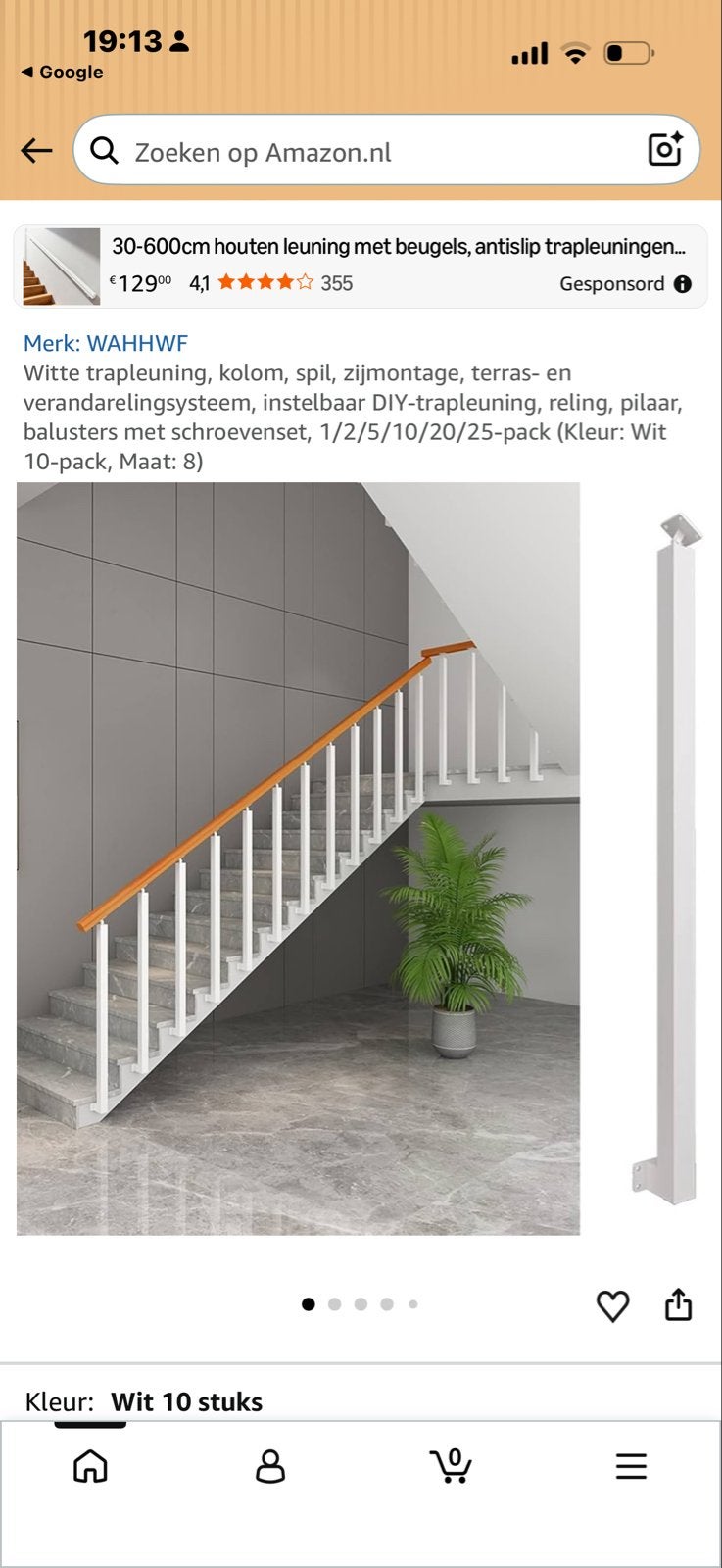 Nieuwe witte trapleuning, 85cm, 10 stuks, Ophalen, Nieuw, Trap, Minder dan 2 meter