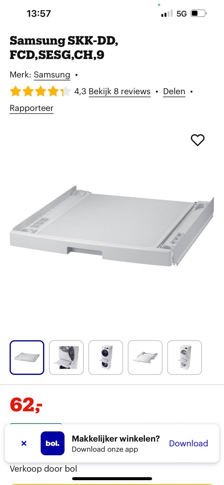 Samsung SKK-DD Tussenstuk voor Wasmachine en Droger, Ophalen of Verzenden, Zo goed als nieuw