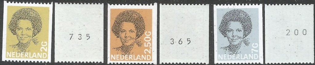 Drie rolzegels Beatrix jaren 80 postfris, Postzegels en Munten, Postzegels | Nederland, Verzenden, Na 1940, Postfris