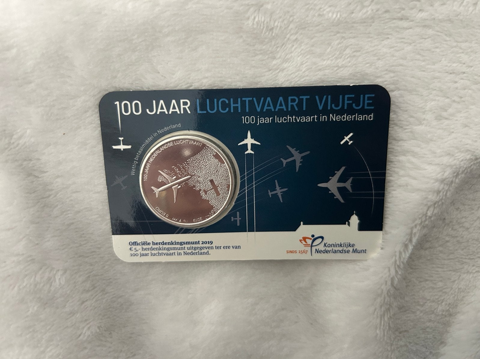 Herdenkingsmunt 100 jaar luchtvaart, Verzenden, Koningin Beatrix, Euro's, Losse munt