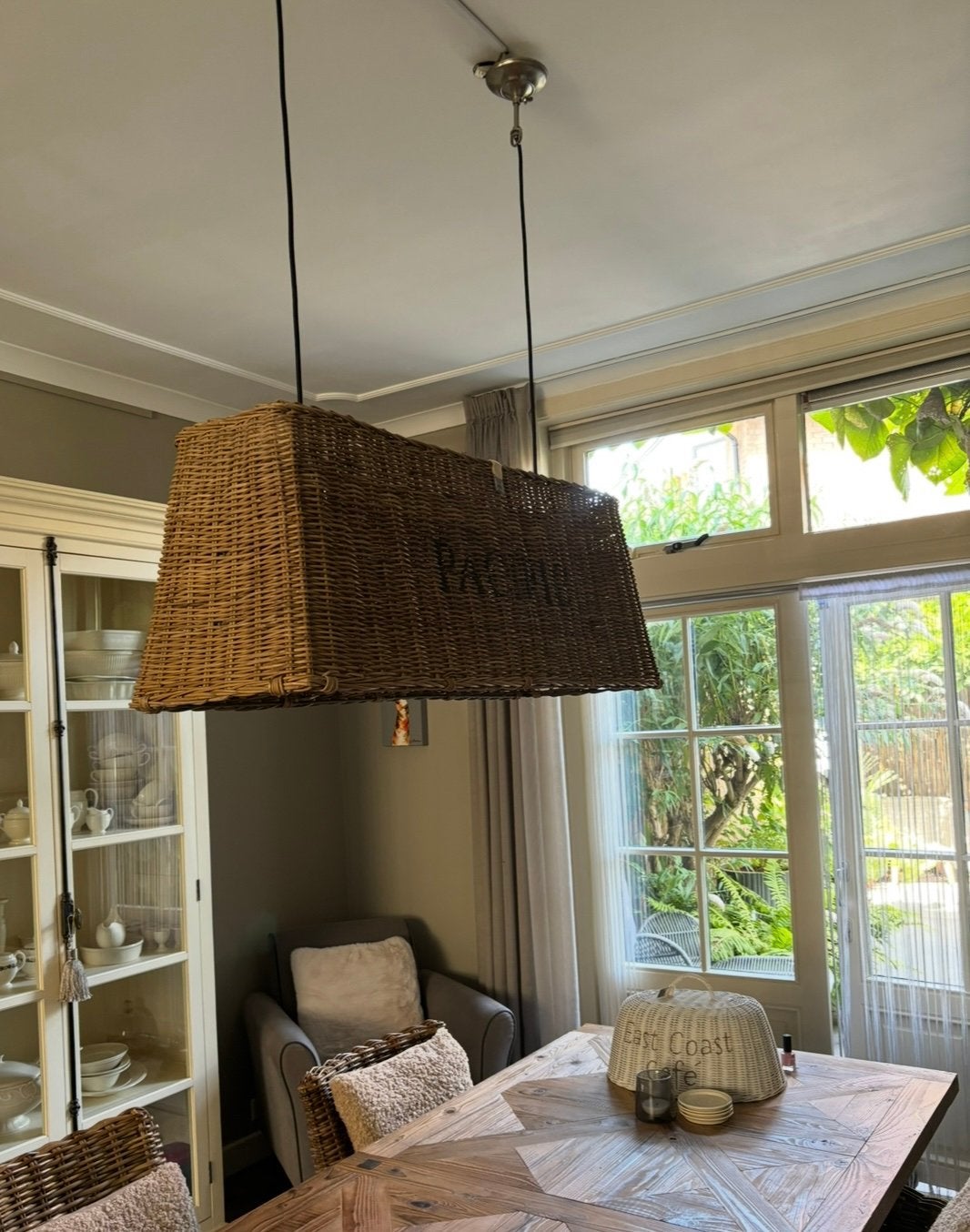 Mooie rieten Hanglamp riviera maison, Ophalen of Verzenden, Zo goed als nieuw