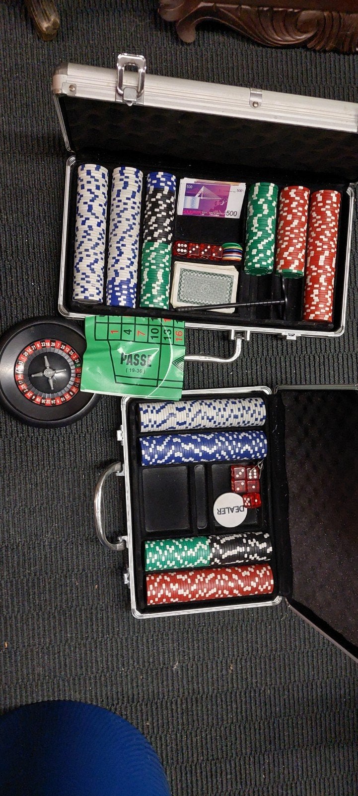Casino Poker Roulette Set Koffer met Fiches en Speelkaarten, Vijf spelers of meer, Ophalen of Verzenden, Gebruikt, Reisspel