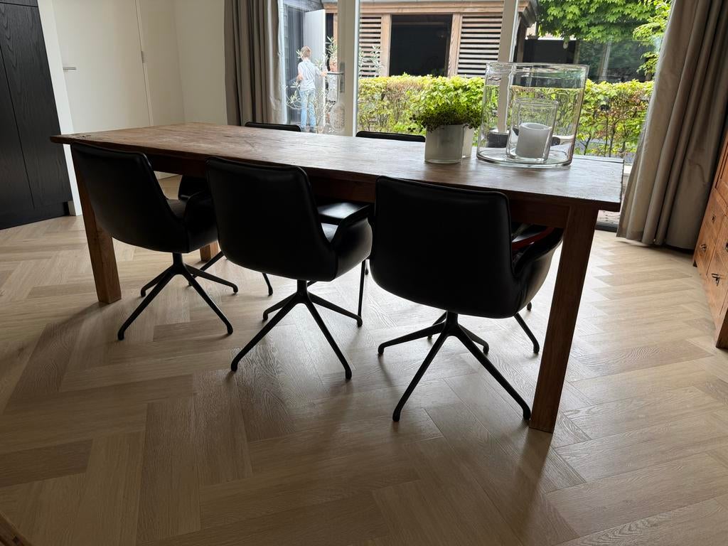 Robuuste eiken eettafel - 225x90 cm, Huis en Inrichting, Tafels | Eettafels, Ophalen, Gebruikt, 200 cm of meer, 50 tot 100 cm
