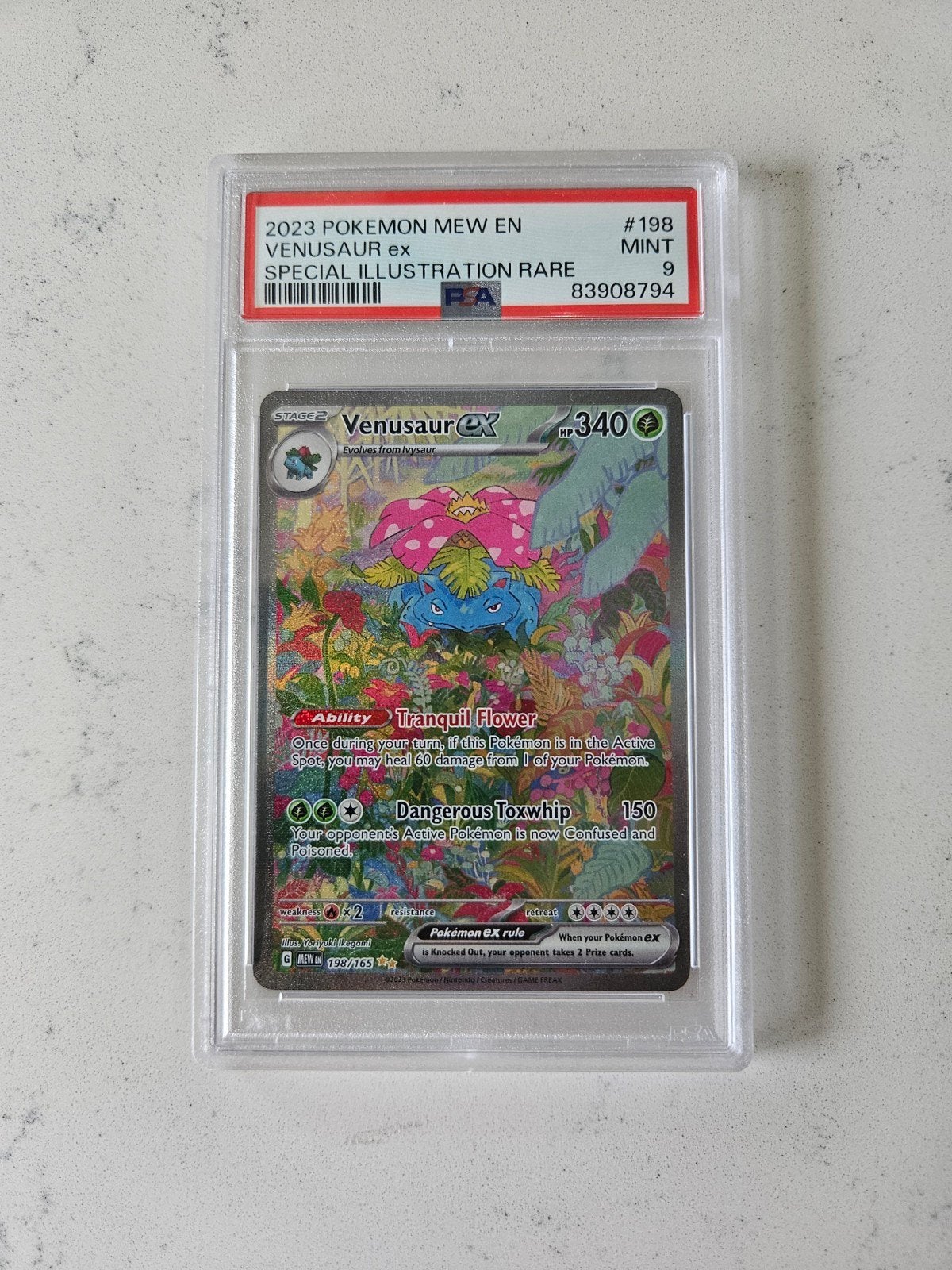 Venusaur ex Special Illustration Rare PSA 9 Mew en, Ophalen of Verzenden, Zo goed als nieuw, Losse kaart