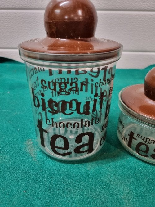 -	voorraadpotten vintage kunststof, Verzamelen, Ophalen of Verzenden