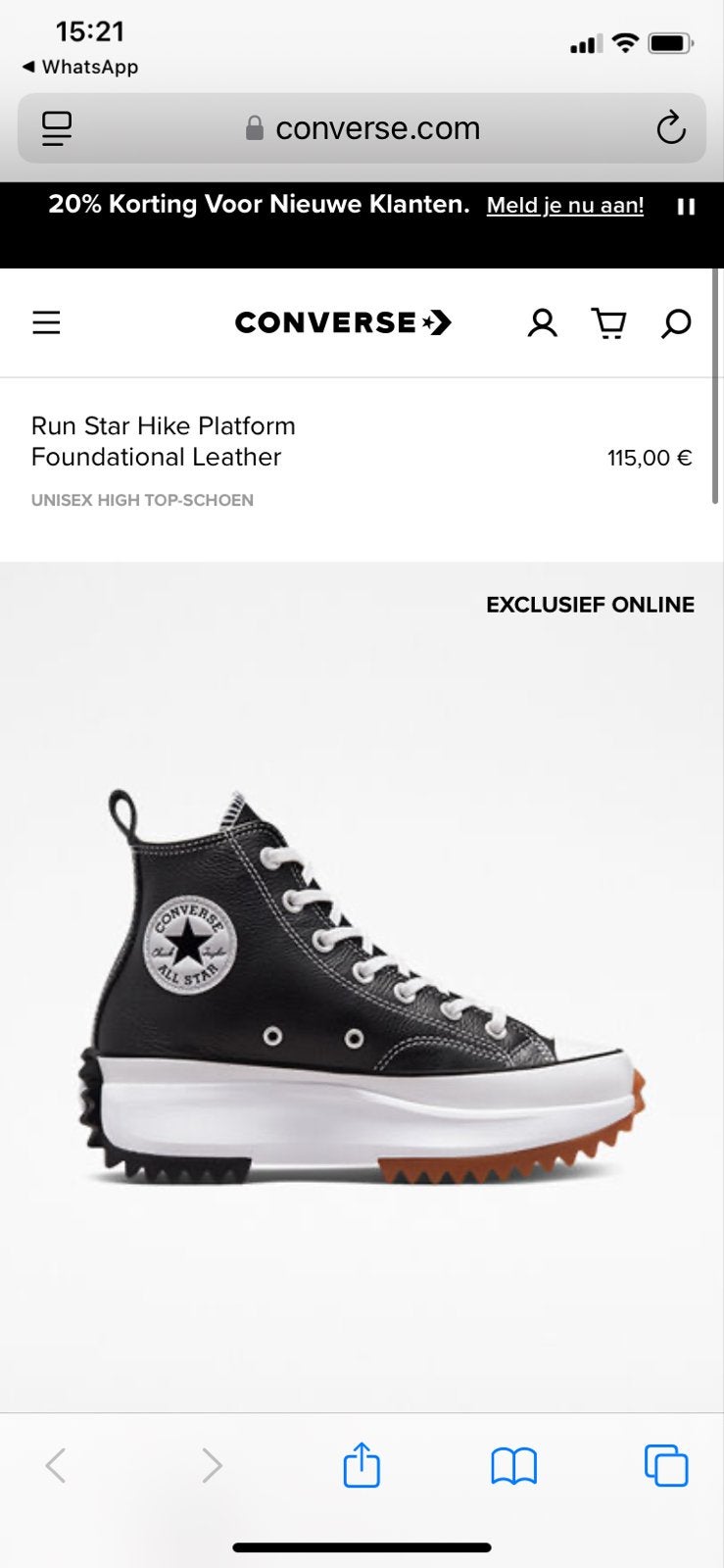 Converse Run Star Hike Platform Foundational Leather, Ophalen of Verzenden, Zo goed als nieuw, Zwart, Sneakers of Gympen