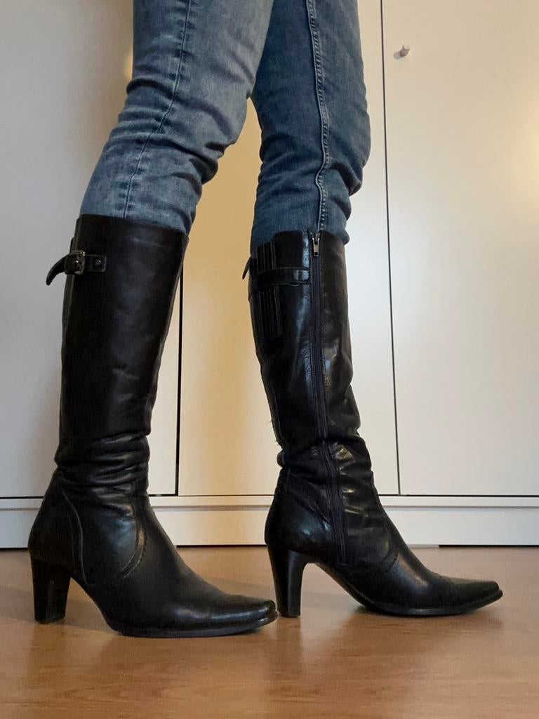 Hoge blauwe dames laarzen maat 37, Hoge laarzen, Blauw, Ophalen of Verzenden, Zo goed als nieuw
