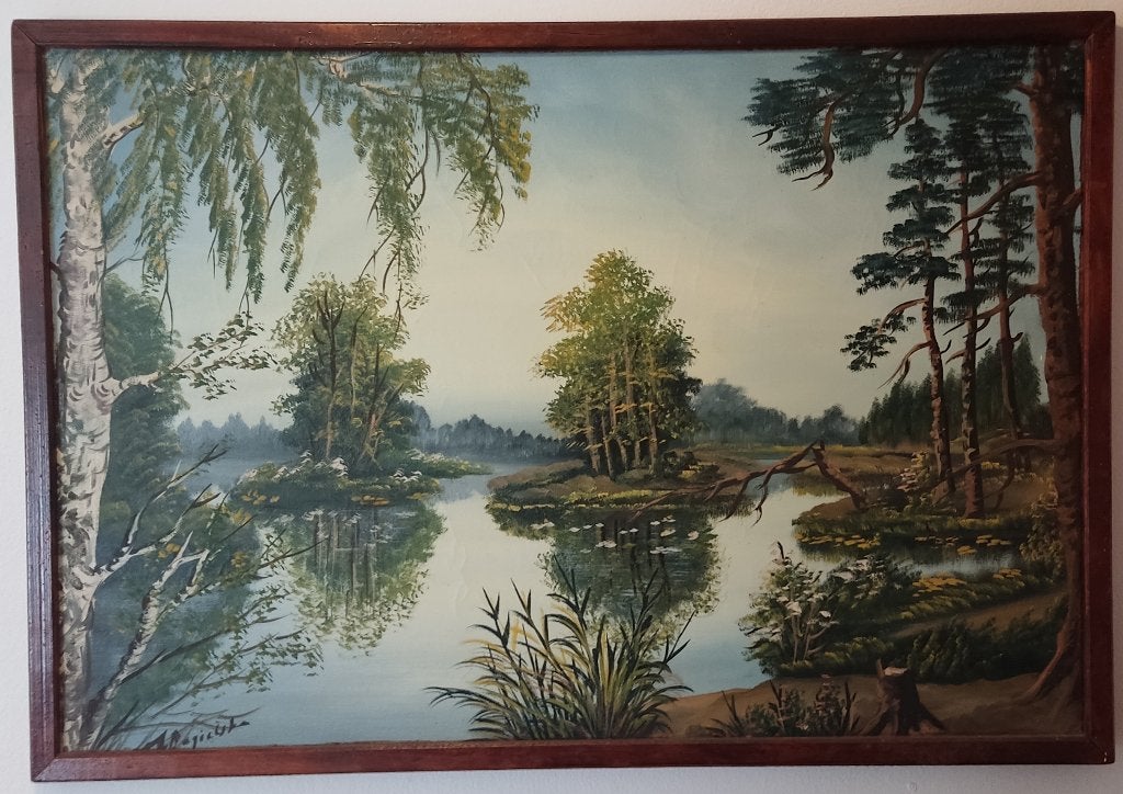 landschap canvas schilderij handgeschilderd, Antiek en Kunst, Kunst | Schilderijen | Klassiek, Ophalen, Origineel werk, Landschap