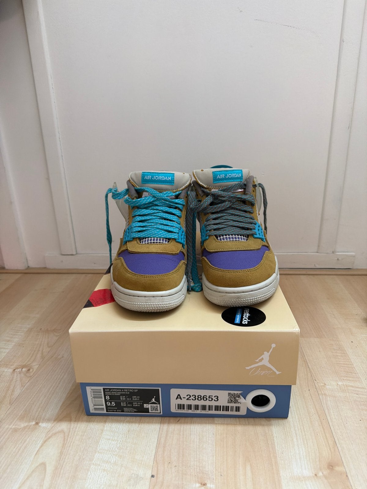 Air Jordan 4 Retro SP Desert Moss Turquoise Blue, Ophalen of Verzenden, Nieuw, Overige kleuren, Sneakers of Gympen