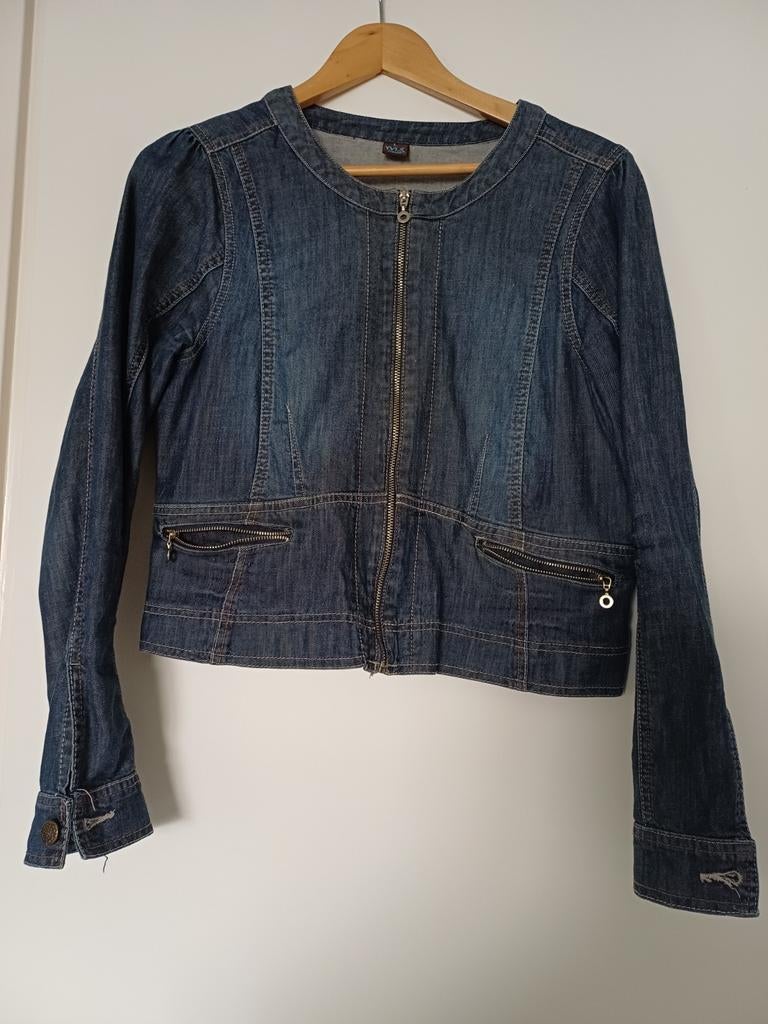 Kort spijkerjasje met rits  M&S maat L, Maat 38/40 (M), Blauw, Ophalen of Verzenden, Zo goed als nieuw