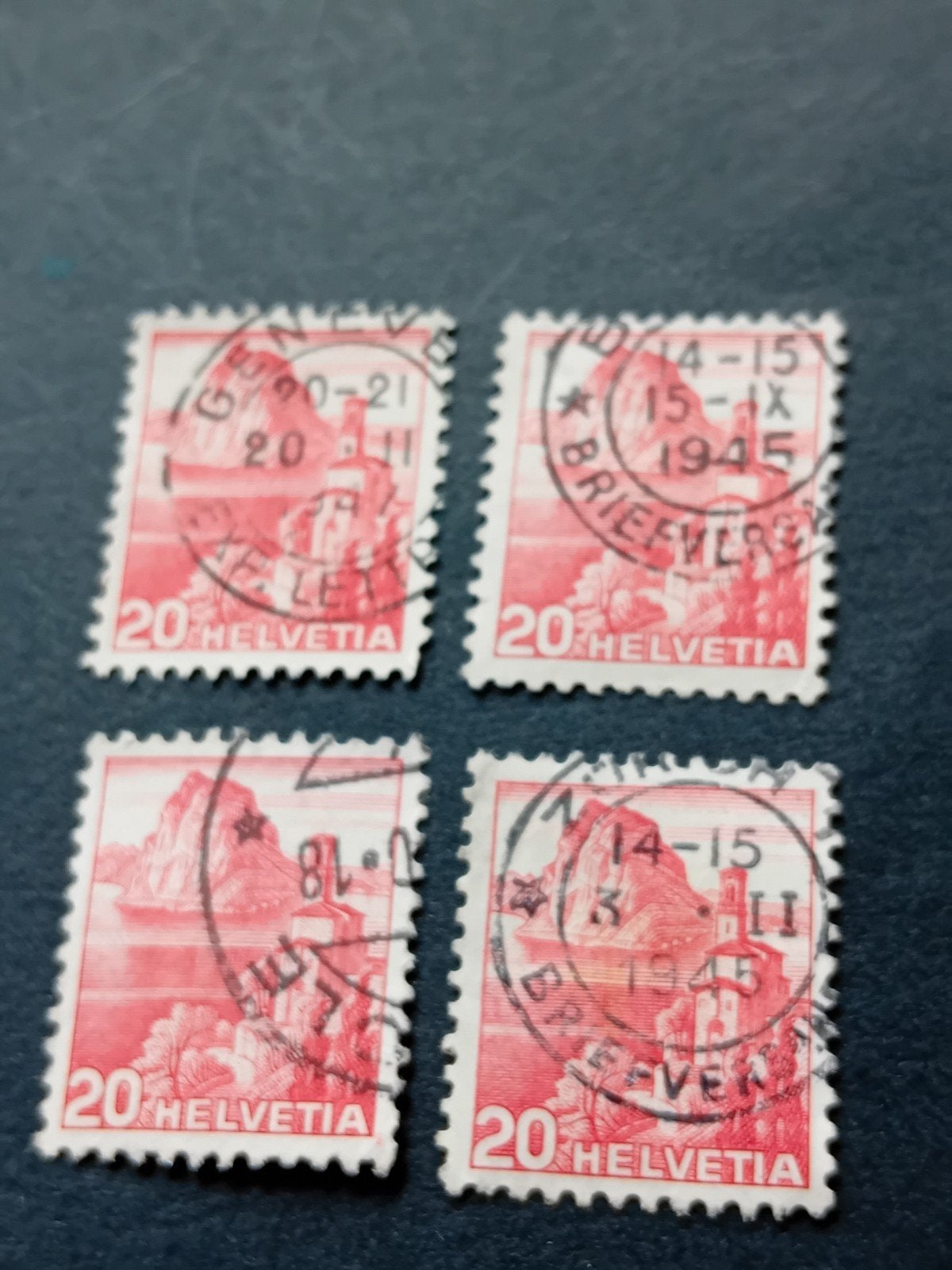 Zwitserse postzegels Helvetia 20 cent gestempeld, Ophalen of Verzenden, Na 1940, Gestempeld