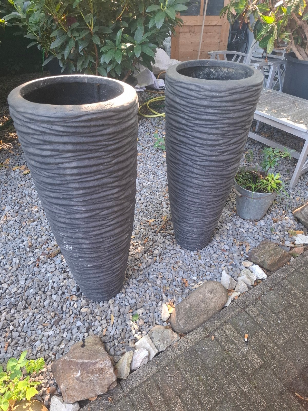 antraciete bloempotten, Tuin en Terras, Bloempotten, Balkon, Overige vormen, Aardewerk, 70 cm of meer