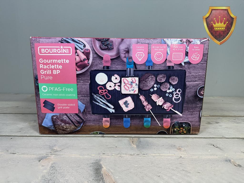 Bourgini Gourmette/Raclette Pure 8P Combiset - Zwart - Nieuw, 8 personen of meer, Bourgini, Nieuw, Niet Ingevuld