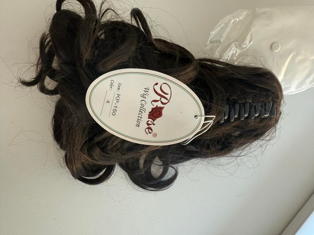 Haarstuk met clip - Krullend - Donkerbruin, Sieraden, Tassen en Uiterlijk, Uiterlijk | Haarverzorging, Ophalen of Verzenden, Nieuw