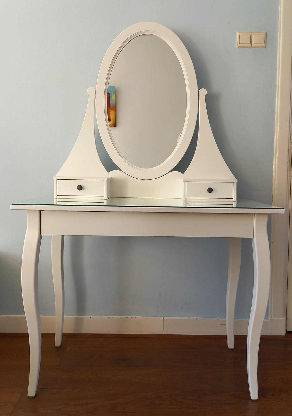 Kaptafel wit IKEA Hemnes, Ophalen, Kaptafel Hemnes IKEA wit glasplaat, Gebruikt, 50 tot 100 cm