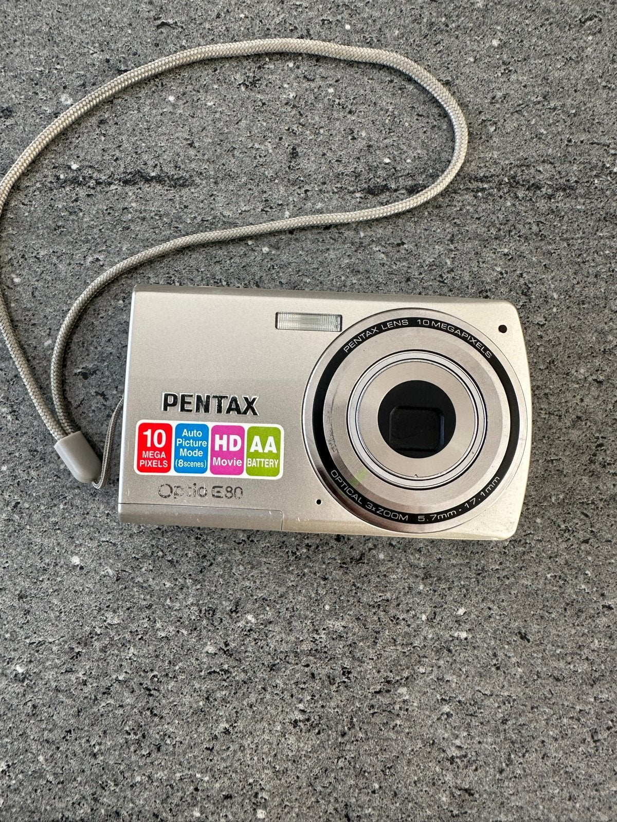 Pentax Optio E80 Compactcamera - Zilver, Audio, Tv en Foto, Ingebouwde flitser, Gebruikt, USB-kabel, Ophalen of Verzenden