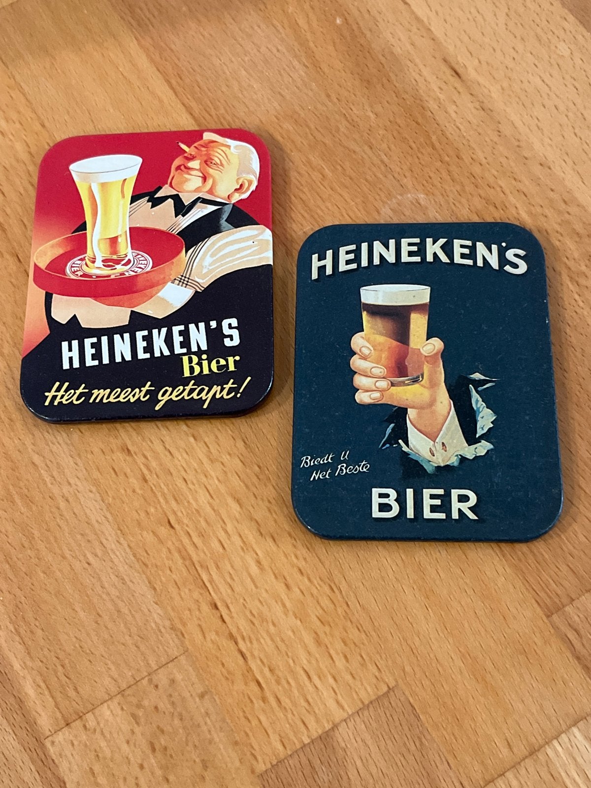 Heineken metalen viltjes - vintage bier onderzetters, Ophalen of Verzenden, Gebruikt